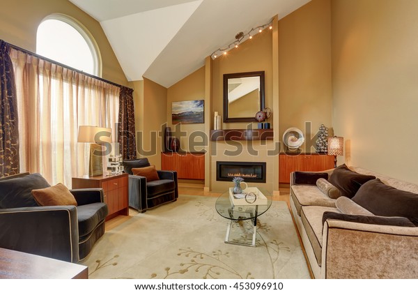 Beautiful Brown Beige Living Room Vaulted Stock Photo Edit Now