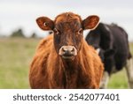 A beautiful brown cow in a green field in Warrnambool, Victoria, Australia