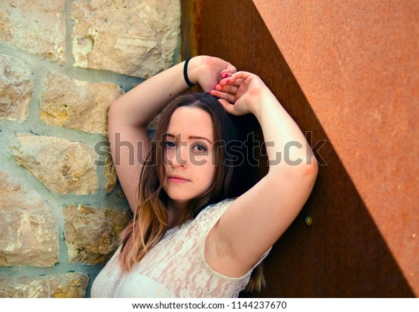 Beautiful Brown Haired Teen Girl Looking Stock Image Download Now
