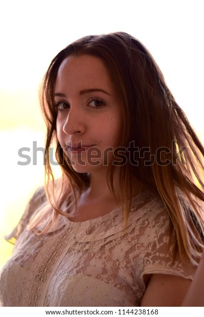 Beautiful Brown Haired Teen Girl Looking Stock Photo Edit Now