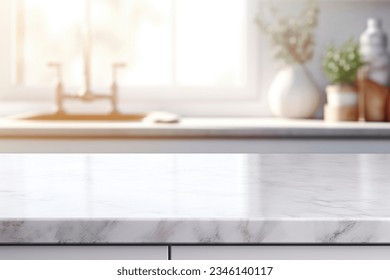 beautiful brown wood table top kitchen interior background and blurred defocused with daylight flare bokeh, product montage display - Powered by Shutterstock
