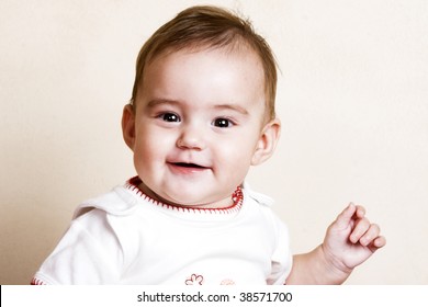 Beautiful Brunette Baby Girl Cute Facial Stock Photo 38571700 ...