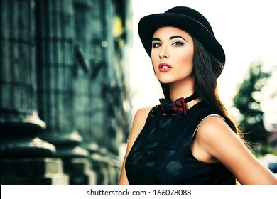 Swallowuk Damen Vintage Mode Wolle Hut Netter Bowler Hats 