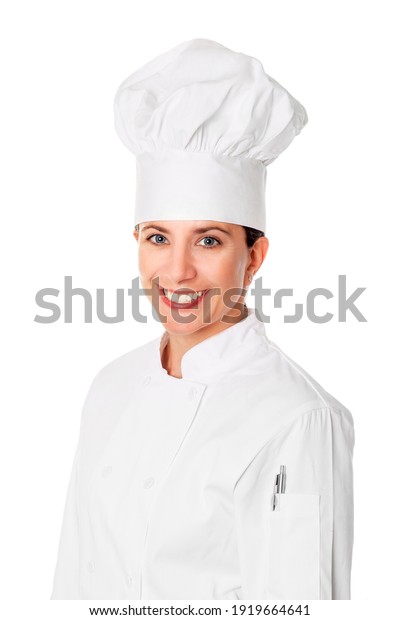 Beautiful Brunette Female Head Chef Isolated Stock Photo 1919664641 ...