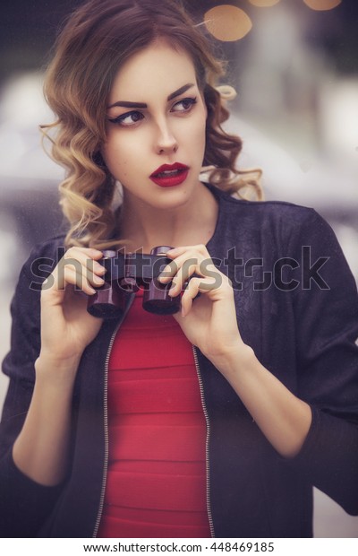 Beautiful Brunette Sexy Spy Agent Killer Stock Photo 448469185 ...