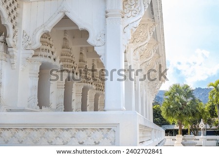 Beautiful Buddhist White Temple Wat Sawang Arom on Koh Samui in Thailand.