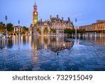 The beautiful building of Bradford town hall at city park.