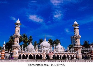 Beautiful Building View Of Masjid Jamek Kampung Baru In Kuala Lumpur. 10/12/2017, Malaysia.