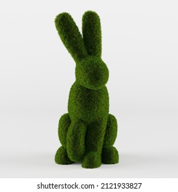 Beautiful Bunny shaped topiaries on white. Landscape gardening - Shutterstock ID 2121933827