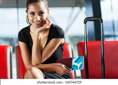 Beautiful Business Woman Waiting At Airport