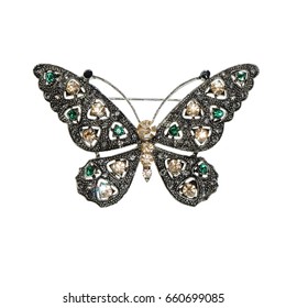Beautiful Butterfly Shape Diamond Korean Brooch Accessories Jewelry Isolated With White Background