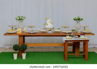 Beautiful Cake 50th Anniversary Decorated Table Stock Photo 1495716533