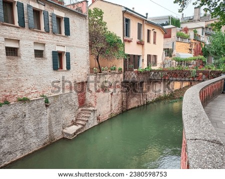 Beautiful canal along the street in Padua 