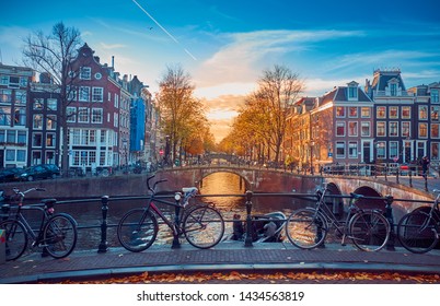 The Beautiful Canals In Amsterdam In The Autumn