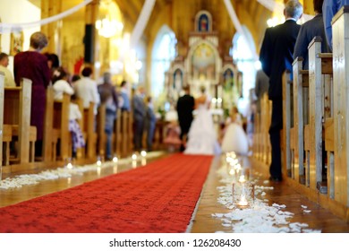 Beautiful Candle Wedding Decoration In A Church