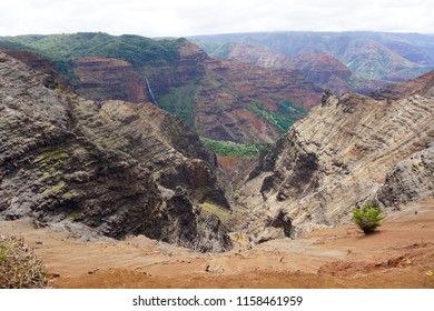 Beautiful Canyon In Kokee State Park. Kauai Landscape. 