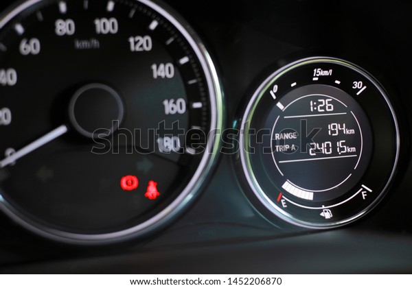 Beautiful Car Instrument Cluster with\
Speedometer, Fuel Meter, and\
Gauges.