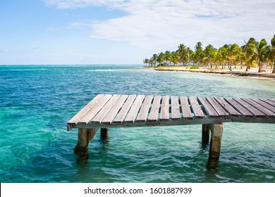Beautiful Carribean like island with coconut palms and sea sun
