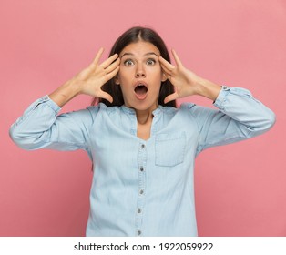 Beautiful Casual Woman Having Her Mind Blown Due To An Overload Of Information 