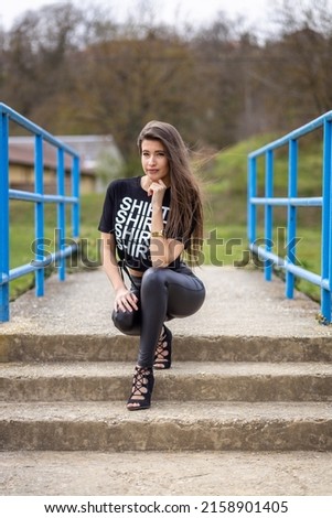 A beautiful Caucasian girl from Hungary posing outdoors