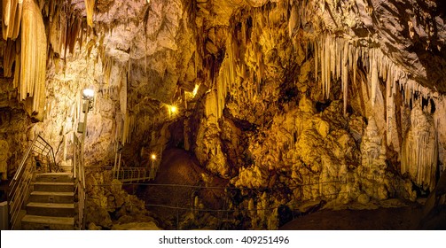 Beautiful cave full of stalactites and stalagmites, in Antiparos island Cyclades, Greece