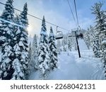 Beautiful chair lift ride up Palisades Tahoe in California