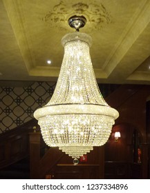 Beautiful chandelier hanging from ceiling