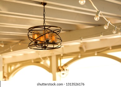 Beautiful Chandelier In Outdoor Terrace