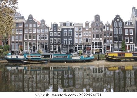 Similar – Image, Stock Photo Architecture Of Dutch Houses Facade and Houseboats On Amsterdam Canal