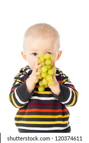 Beautiful Child Boy Eating Grapes