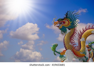 Beautiful Chinese Dragon Blue Sky Background Stock Photo 419113690 ...