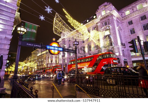 Beautiful Christmas Decoration Piccadilly Circus London Stock Photo Edit Now 537947911