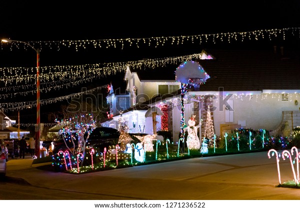 Beautiful Christmas Decorations Street Lights Royalty Free Stock