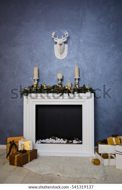 Beautiful Christmas Interior Fireplace Candles Gifts Royalty