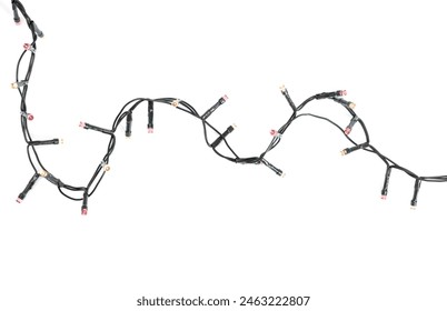 Beautiful Christmas lights on white background, top view - Powered by Shutterstock