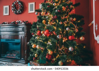 Christmas Fireplace Mantel Images Stock Photos Vectors