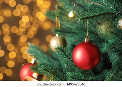 Christmas Background Baubles Branch Spruce Tree Stock Photo (edit Now 