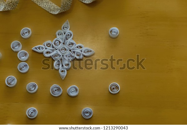 Beautiful Christmas Tree Decoration White Snowflake Stock Photo