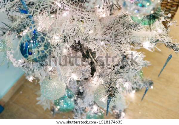 Beautiful Christmas Tree White Artificial Snow Royalty Free