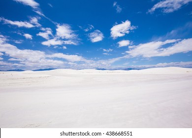 Beautiful Cinematic Deserted Nature View Under The Blue Cloudless Sky In America. White Sands.