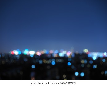 The Beautiful City Night Sky With The Twinkle Stars And Flying Airplane 