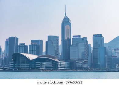 Beautiful City Skyline Hongkong At Daytime Hong Kong February 2017