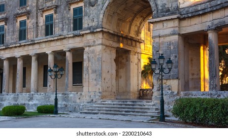 Beautiful Cityscape With Corfu Museum Of Asian Art On The Greek Island Kerkyra, Europe