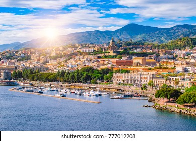 Beautiful cityscape and harbor of Messina, Sicily, Italy