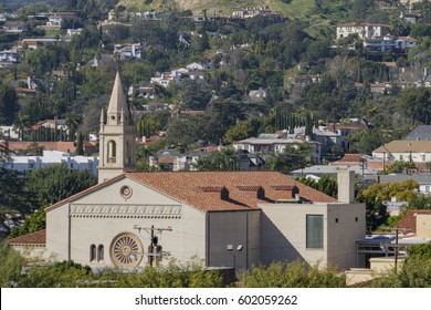 Beautiful Cityscape With LA Full Gospel Church Around Barnsdall Art Park, Los Angeles, California