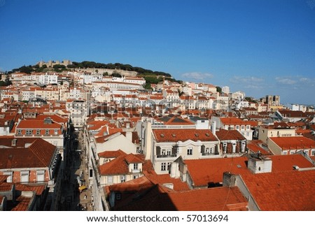 Image, Stock Photo Panorama of Lisbon, Portugal, after sunset