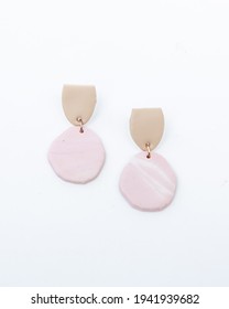 Beautiful Classic Elegant blush pink polymer clay earrings background photo
