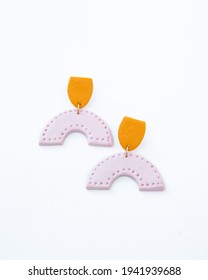 Beautiful Classic Elegant Blush Pink Polymer Clay Earrings Background Photo