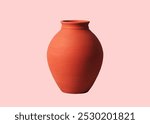 A beautiful clay pot with light background, Clay pot on light background, Flower vase images, Brown vase picture, Clay vessel images, Object pictures, Red vessel, Bowl, Cup, Handmade