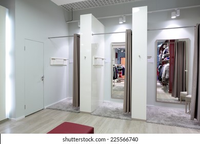 beautiful and clean interior of dressing room at the store